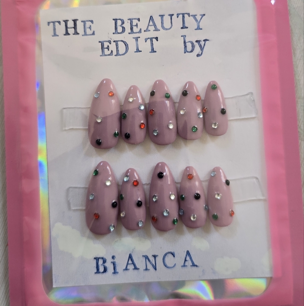 Pink Nail Art Set with Gem Accents